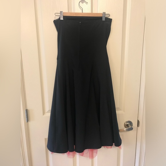 Little Black Strapless Dress with Red Rose and Crinoline - Picture 3 of 3